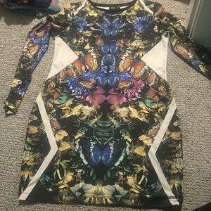 Fitted bodycon dress, multicolor, long sleeves